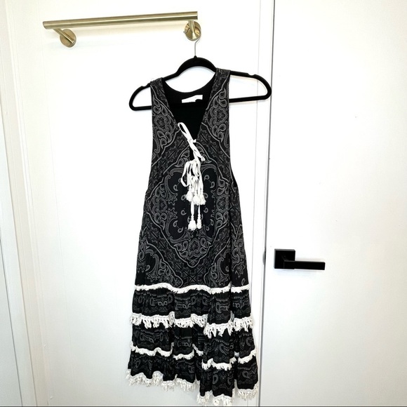 Jonathan Simkhai Dresses & Skirts - Jonathan Simkhai black paisley bandana print boho fringe dress size Medium